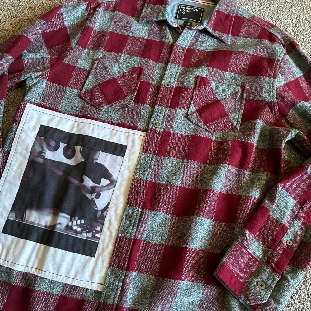 Red and Gray Plaid Men's Shirt flannel
